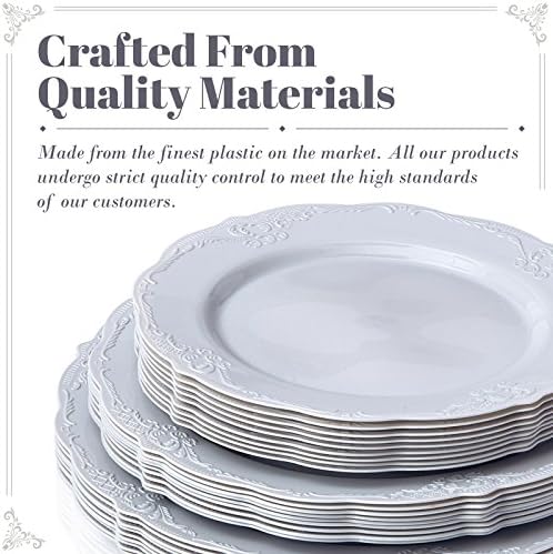 Silver Spoons Disposable Dinnerware Set|Vintage Collection, 10 Servings, Grey (Pack of 2) - Image 6