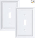 2-Pack Single Toggle Light Switch Cover Plate, Durable Natural Bamboo Fiber Decorative Switch Plate Covers, Pure White 1 Gang Wall Plate, Corrosion Resistant