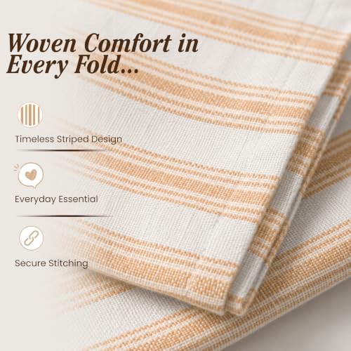 TWINY threads 12Pc 100% Cotton Cloth Napkins, 18"x18" (Mustard Yellow) - Image 4
