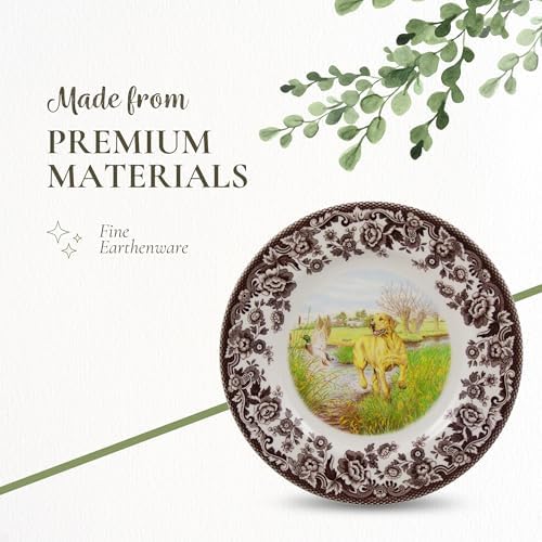 Spode Hunting Dogs Yellow Labrador Retriever 8" Salad Plate - Dog-Themed Rustic Holiday Tableware, Fine Earthenware for Salad or Dessert - Microwave, Dishwasher, Oven Safe, Made in England - Image 4