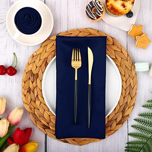 Aneco 16 Pack Square Satin Napkin Bright Silk Table Napkin Soft Smooth Fabric Table Napkin for Wedding Banquet Party Decoration, Navy Blue, 20 x 20 Inch - Image 6