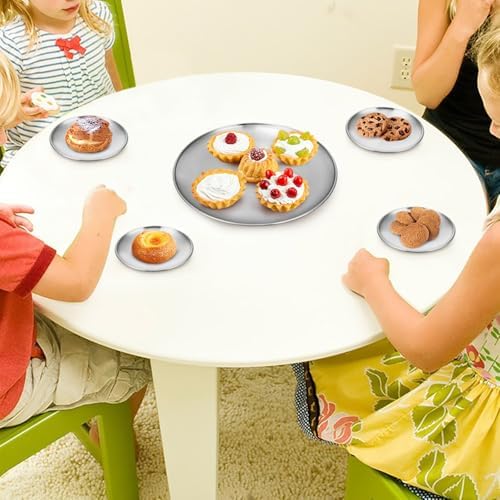 Stainless Steel Plates, 8 Pack 5.5 inch 304(18/8) Metal Food Serving Plate Set, Reusable Snack Eating Dishes Round Shatterproof Plate Silver Dinnerware for BBQ Dinner Oven Dishwasher Safe - Image 6