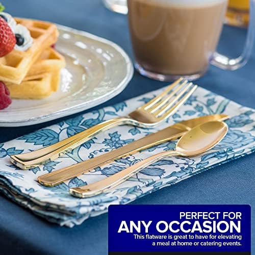 75 Pieces Heavy Duty (Gold) Plastic Silverware Set, Disposable Cutlery Set, Great for Parties, Weddings, and Catering, Flatware Utensils Included: 25 Forks, 25 Spoons, 25 Knives, Stock Your Home - Image 6