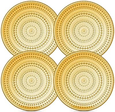 Amber Hobnail Dessert Plates Set 4 Pressed Glass 8 Inch - Image 2