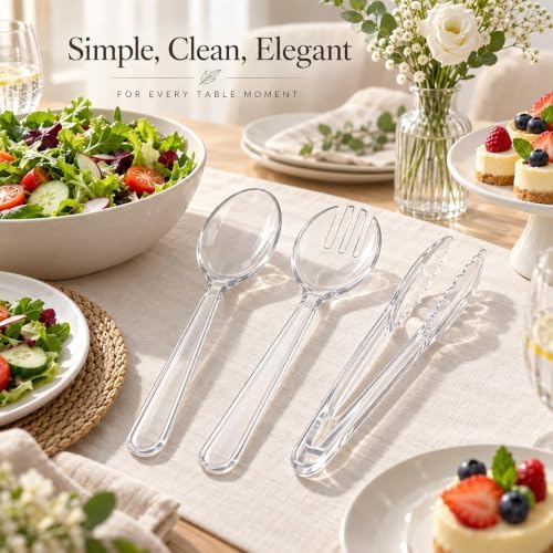 24 Pcs Clear Plastic Serving Utensils Set, Serving Spoons For Buffet - Image 5