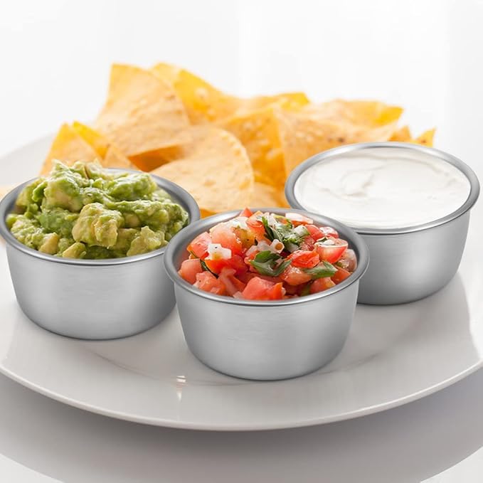 Ramekin Sauce Dipping Bowl Mini Sauce Cups Pudding Condiment Cups for Home Party Stainless Steel (Sliver 12 Pack 40ml)
