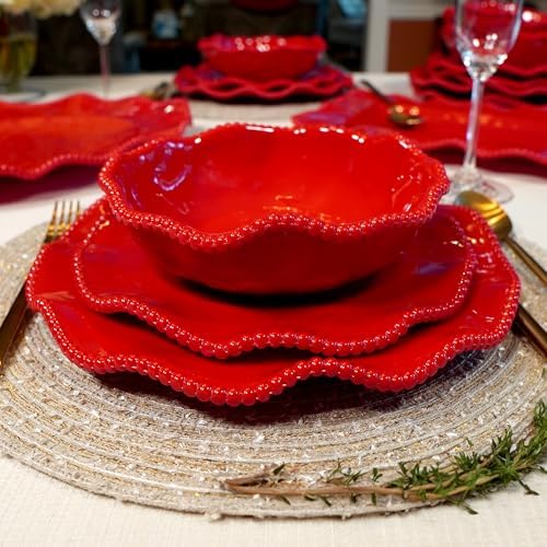 Certified International Perlette Red 9" Melamine Salad/Dessert Plates, Set of 4 - Image 4