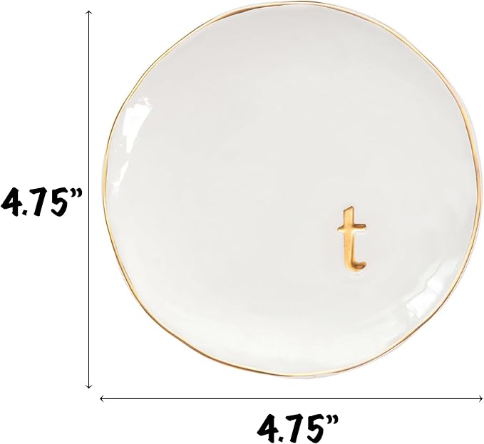 COLLECTIVE HOME - Ceramic Jewelry Tray, Decorative Trinket Dish for Rings Earrings Necklaces Bracelet Watch Keys, Birthday Mother's Day Christmas Gift for Women, 4.75", Glossy (t)