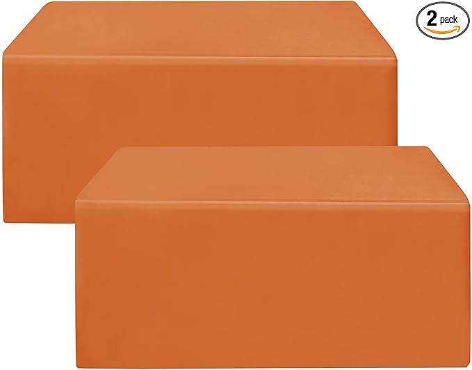 HolidayIdeas Fitted Orange Table Covers - 96 x 30 Inch - 2 Pack Rectangle Tablecloths for 8 Foot Tables, Polyester Fabric Tablecloth for Folding Table, Parties, Holiday Dinner, Wedding, Trade Show
