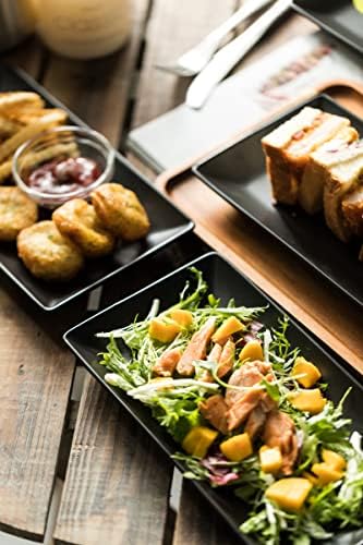 YHOSSEUN Ceramic Serving Platters Set of 4, 9.8 In Black Rectangular Plates - Image 4