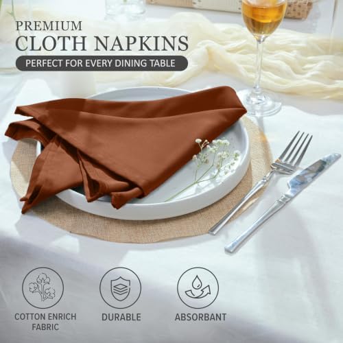 Ruvanti Cloth Napkins Set of 6, Cotton Enrich 18”x18” - Rust - Image 3