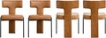 Brown Dining Chairs Set of 4,Faux Leather Dining Chairs with Soft Cushion,Comfortable Upholstered Armless Dining Room Chairs with Curved Plywood Back