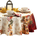 Elrene Home Fashions Swaying Leaves Bordered Fall, Seasonal and Holiday Tablecloth, 70" Round, Multi by ElreneHomeFashions