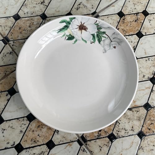 5 Pack Ceramic Plates with Lotus Pattern, 7.12 inch Large Dessert Salad Porcelain Dinner Plates, Ceramic Dessert Dishes for Steak, Pasta, Pizza, Appetizer ( Dishwasher & Microwave Safe Dinnerware) - Image 4