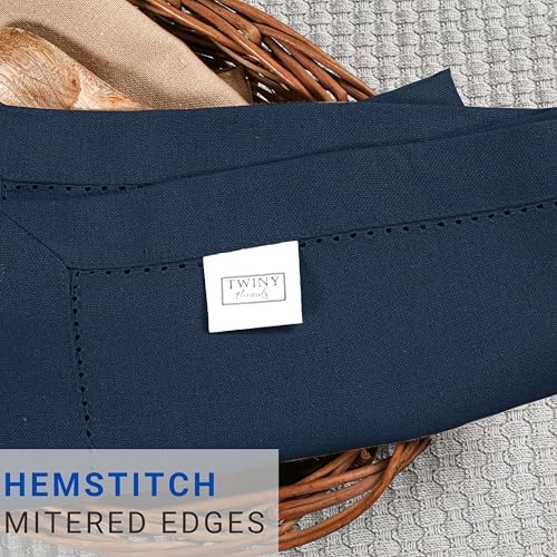 TWINY threads Set of 12 100% Cotton Cloth Napkins, 18" x 18", Navy Blue - Image 5