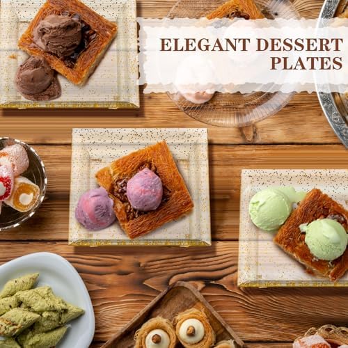 200 Pcs Small Square Gold Glitter Dessert Plates 2.3 Inch Mini Plastic Appetizer Plates Square Party Salad Tasting Sample Bowls for Weddings, Parties, Banquet Dinner, Family Gatherings - Image 3