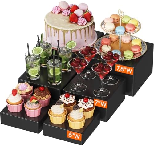 Lifewit Buffet Risers, 6 Pcs Plastic Dessert Table Display Set, Black by Lifewit