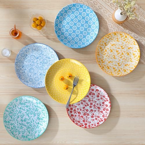vancasso 10.25" Pastel Dinner Plates Set of 6, Vintage Ceramic - Image 5