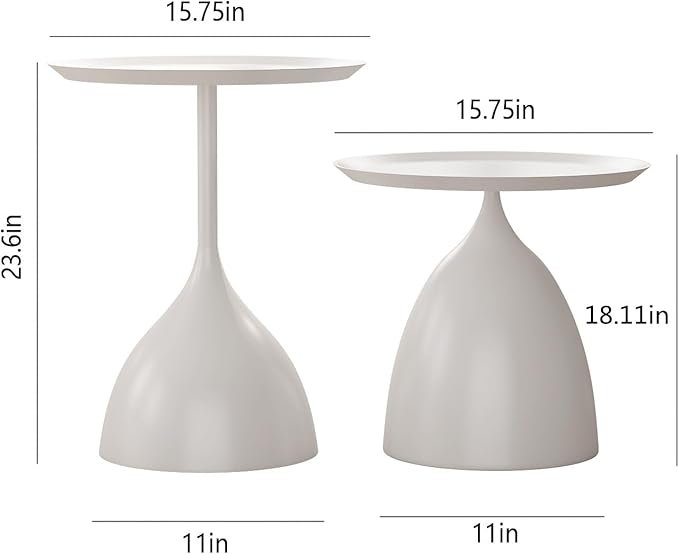 Nesting Tables, Off-White Side Tables, Modern End Tables for Living Room Nesting Coffee Table Set of 2,Console Table Pedestal Tables