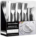 Silver Plastic Silverware Set (600-Pack) – Disposable Heavy Duty Cutlery, 200 Forks, 200 Knives, 200 Spoons for Parties, Weddings, Dinners & Holidays, Stock Your Home by StockYourHome