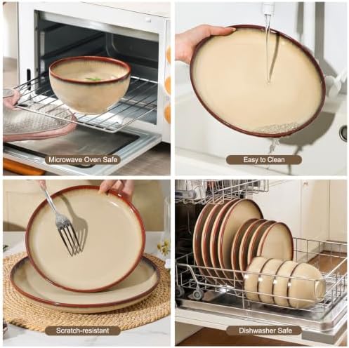 DOMICREVERY Ceramic Dinnerware Sets for 8, 24-Piece Plates and Bowls Sets - Image 7