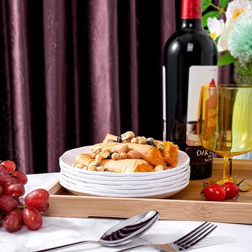 6.75 inch Melamine Plates, Round Salad Dessert Appetizer Plates for Kitchen, Small Plates, Set of 6 White Dishwasher Safe Shatter Resistant - Image 4