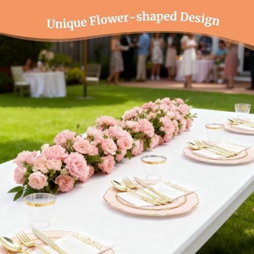 AIRE Pink Gold Plastic Plates Set, 350PCS Disposable Tableware for 50 - Image 6