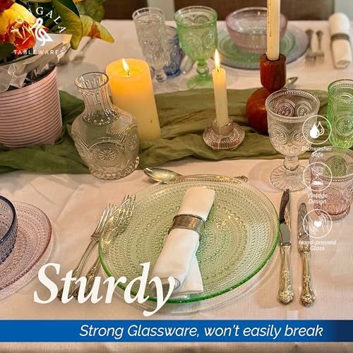Summer Glass Dinner Plates Set of 4 10.5 Inch Pink Green Blue Clear - Image 7