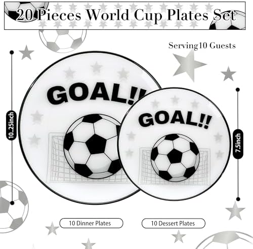 I00000 20 White Plastic Soccer Plates, Disposable Plates for Soccer Party - Image 2