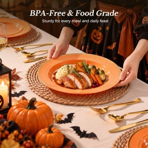 BESTVIP 100PCS Orange with Gold Plastic Plate - Image 4