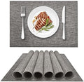 DACHUI Placemats Set of 4, Linen Look Woven Place Mats, Water Resistant, Heat Resistant, Washable, Durable Table Mats (Grey)