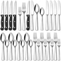 Stapava 24-Piece Silverware Set with Steak Knives, Food-Grade Stainless Steel Flatware Set for 4 Mirror Polished Cutlery Utensil Sets Include Dinner Knives Spoons and Forks Set Dishwasher Safe by StapavaSilverwareSet