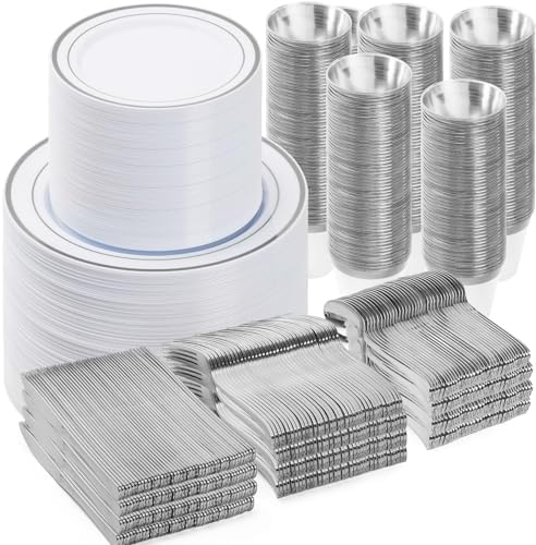 BESTVIP 900PCS Silver Dinnerware Set for 150 Guests, by Bestvip