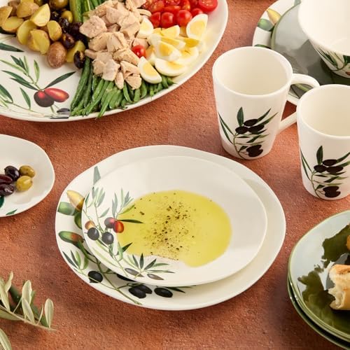Olivia 9-Inch Stoneware Salad Plates, Set of 4 - Exquisite Olive Branch Motif with Vibrant Mediterranean Design, Perfect for Salads, Desserts, Appetizers - Image 4