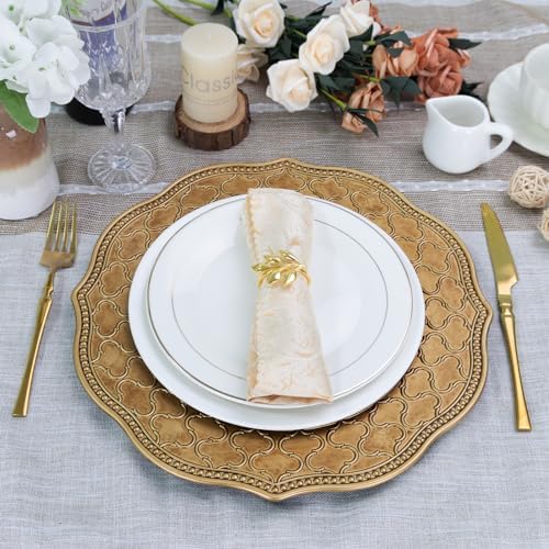MAONAME Antique Gold Charger Plates Set of 6, 13" Moroccan Plate Chargers - Image 7