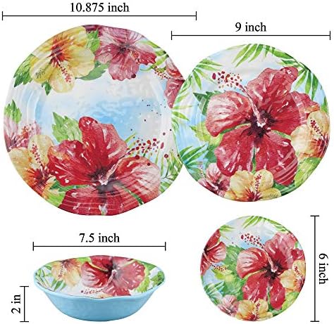 UP Hibiscus Melamine Round Dessert Plates, Small Serving Plates, for Appetizer, Snacks, and Side Dishes, Multicolor, 6 Inch, Set of 4 - Image 2