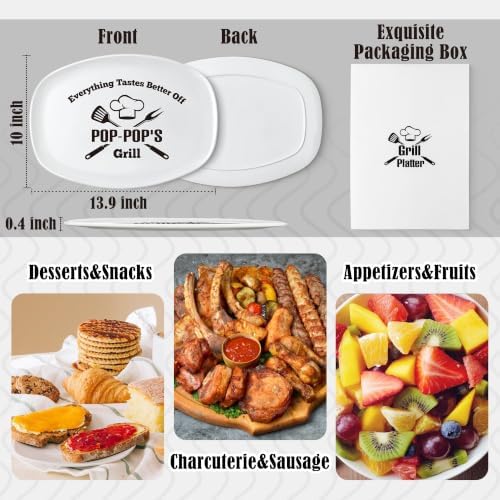 R HORSE Melamine Grill Platter Gift, BBQ White Oval Serving Tray Plate - Image 3
