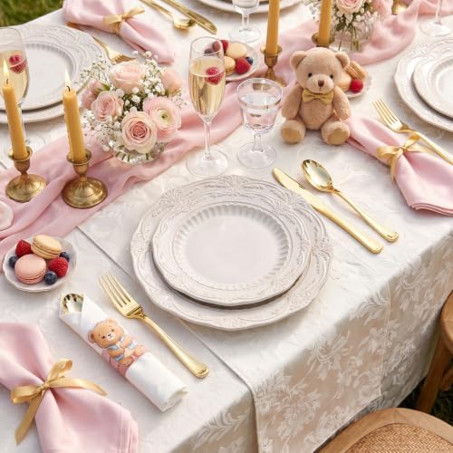 Supernal 60pack Pre Wrapped Gold Plastic Silverware and Napkin for Party - Image 7