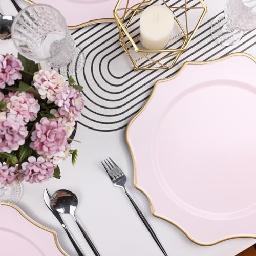Pink Chargers for Dinner Plates, 13 Inch Scalloped Plastic Decorative Table Charge Service Plates Set of 6 for Wedding, Holiday, Thanksgivng, Christmas - Image 6