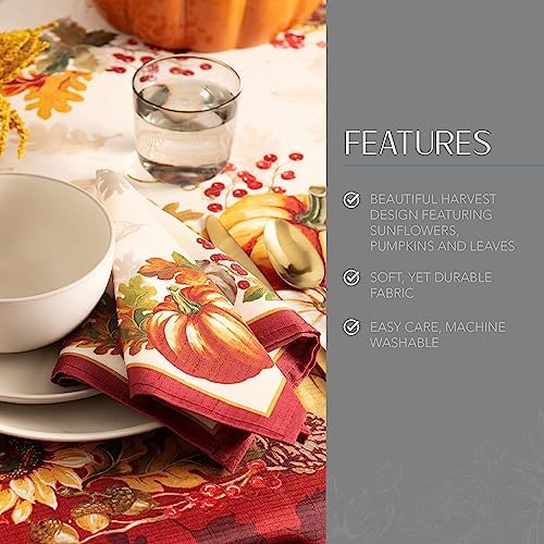 Elrene Home Fashions Swaying Leaves Bordered Fall, Seasonal and Holiday Tablecloth, 60" x 144" Oblong/Rectangle, Multi - Image 3