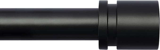 Curtain Rods for Windows 16 to 28 or 40 Inches Max Adjustable Length 1 Inch Diameter Window Curtain Rod with Aluminium Finials, Black