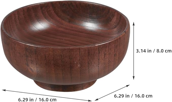 Large 16cm Wooden Salad Bowl Heat-resistant Wood Serving Bowl for Kitchen and Dining Multipurpose Food for Salad Fruit and Bread Sturdy Smooth Finish