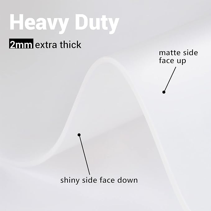 Ewen 39.4x23.5in 2mm Extra Large Silicone Mat, Thick Heat Resistant Placemat Silicone Mats for Kitchen Counter, Bar Workbench Table Protector Cover Pad for Air Fryer Coffee Maker Stove Translucent