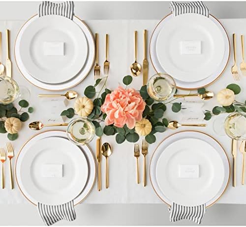 MAONAME White Charger Plates Set of 6, Plastic Plate Chargers with Gold Rim - Image 6