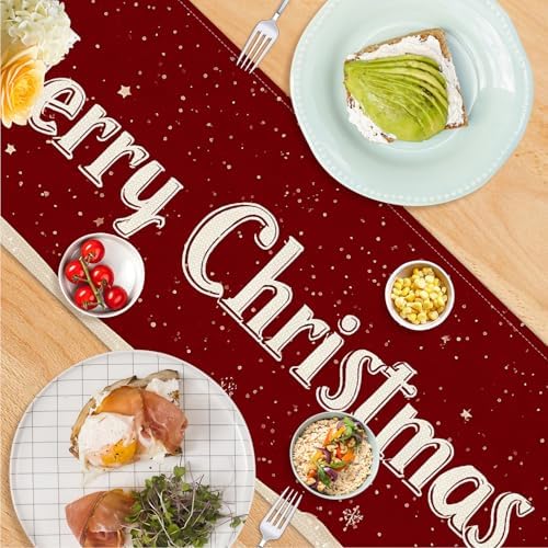 ANNA QUEEN Snowman Christmas Table Runner and Placemats Set of 6, 13"x72" Table Runner with 12"x18" Placemats, Winter Holiday Dining Decor - Image 6