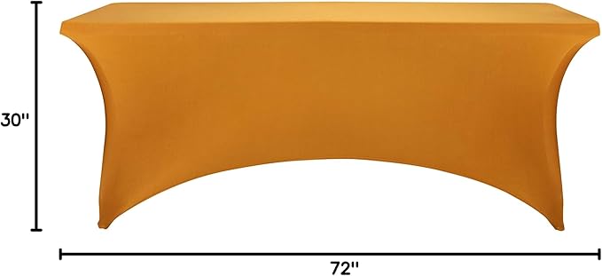 LZY Spandex Table Covers 6 Feet, Stretch/Fitted Table Covers for 6 Feet Folding Table, Rectangular Spandex Table Cloths for Wedding Party or Event (6FT-2PCS, Gold)