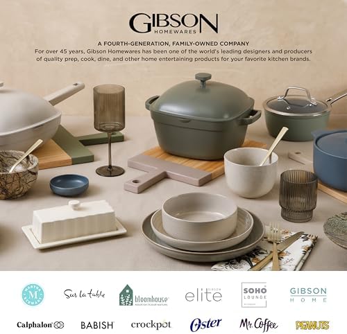Gibson Elite Tequesta Square Reactive Glaze Stoneware Plates and Bowls Dishes Dinnerware Set, Service for 4 (16pcs), Taupe - Image 3