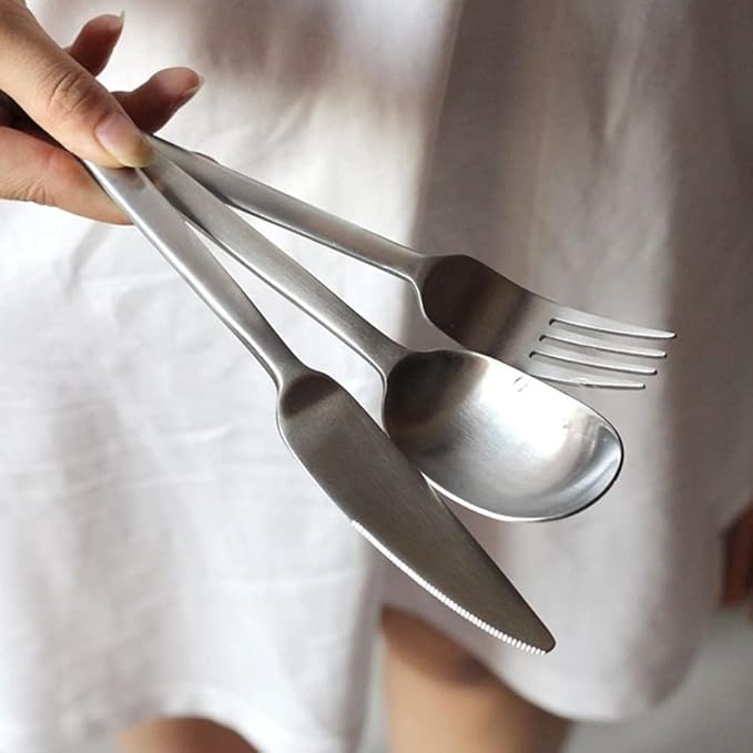 Matte Silverware Set for 14 Stainless Steel Flatware Set Light Luxury Vintage Style 56 Piece Cutlery Tableware Utensils Set Include Knives Forks and Spoons for Home Kitchen Restaurant Christmas