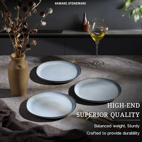 HaWare Stoneware Salad Plates Set of 6, 7.9” Heavy Duty Ceramic Plates, Reactive Glaze Dinnerware for Home Restaurant, Chip and Scratch Resistant, Microwave and Dishwasher Safe, Reactive Foggy Blue - Image 5