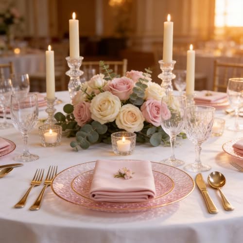 DaYammi 175PCS Clear Pink Plastic Dinnerware Set for 25 Guests - Image 2